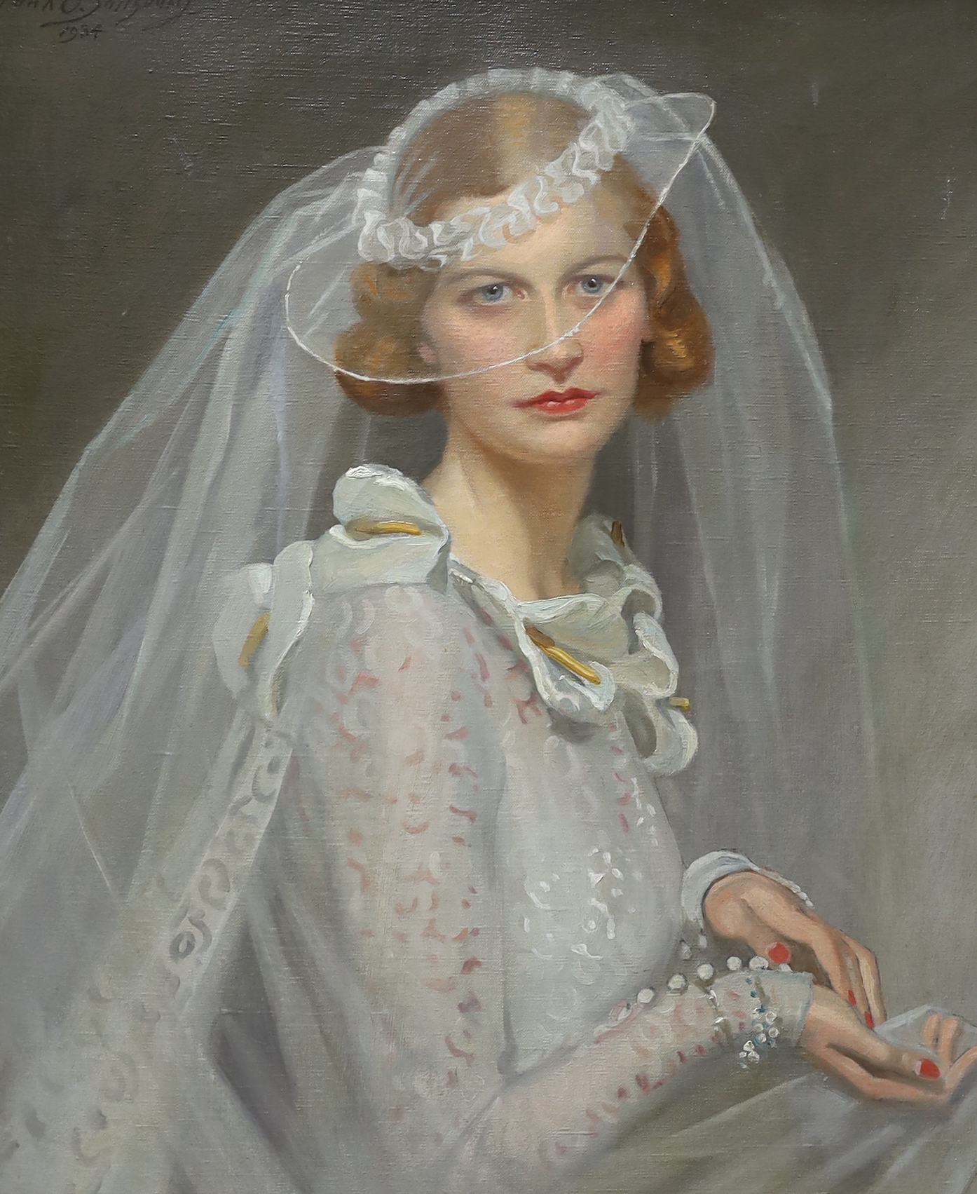 Frank O. Salisbury (English, 1874-1962), Portrait of a bride, oil on canvas, 73 x 60cm